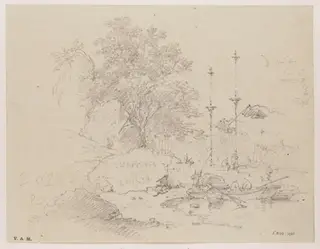 Rocks and part of the A-Ma Temple, Macau, by George Chinnery, 5