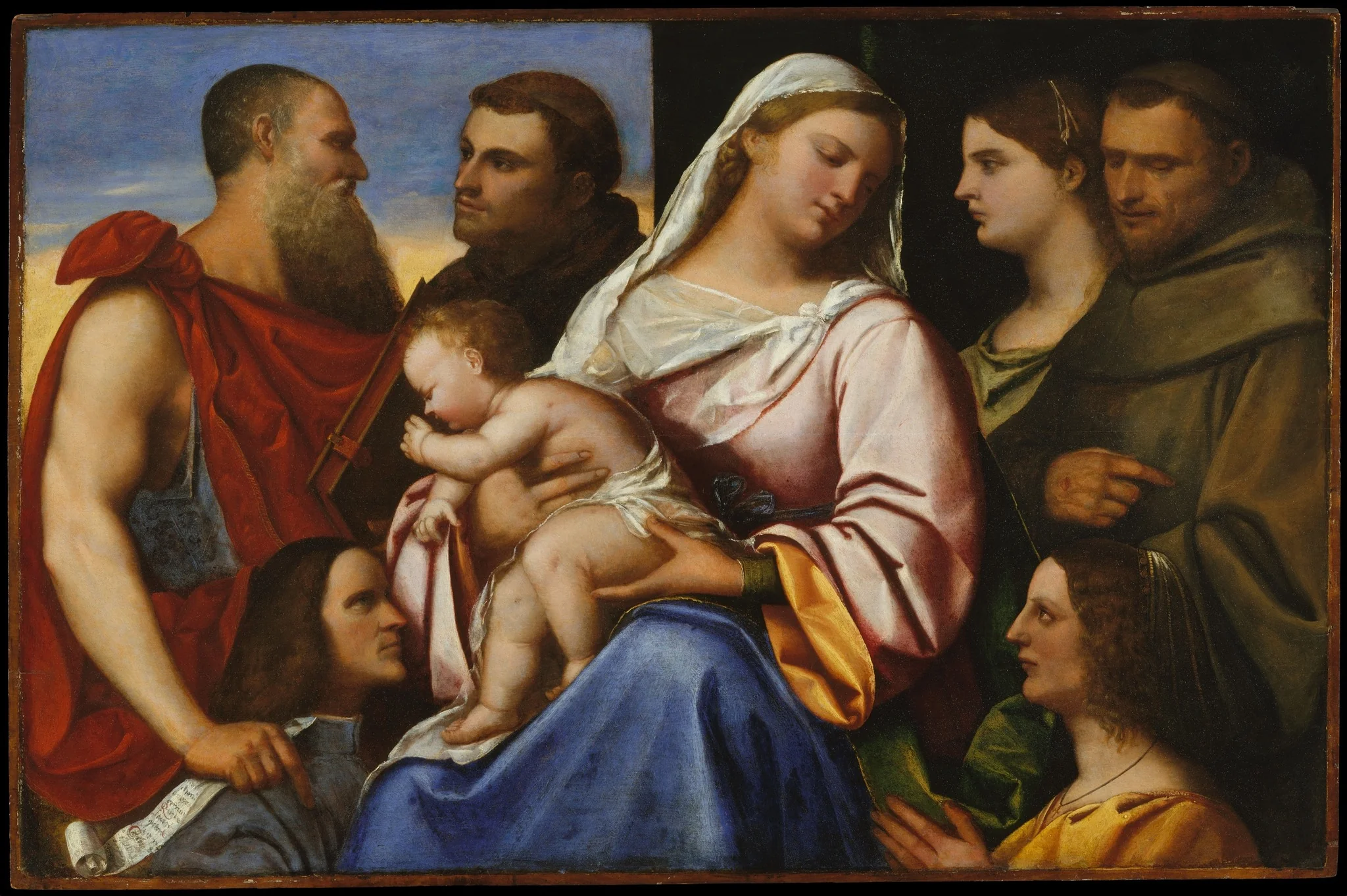 Madonna and Child with Saints and Donors, detail