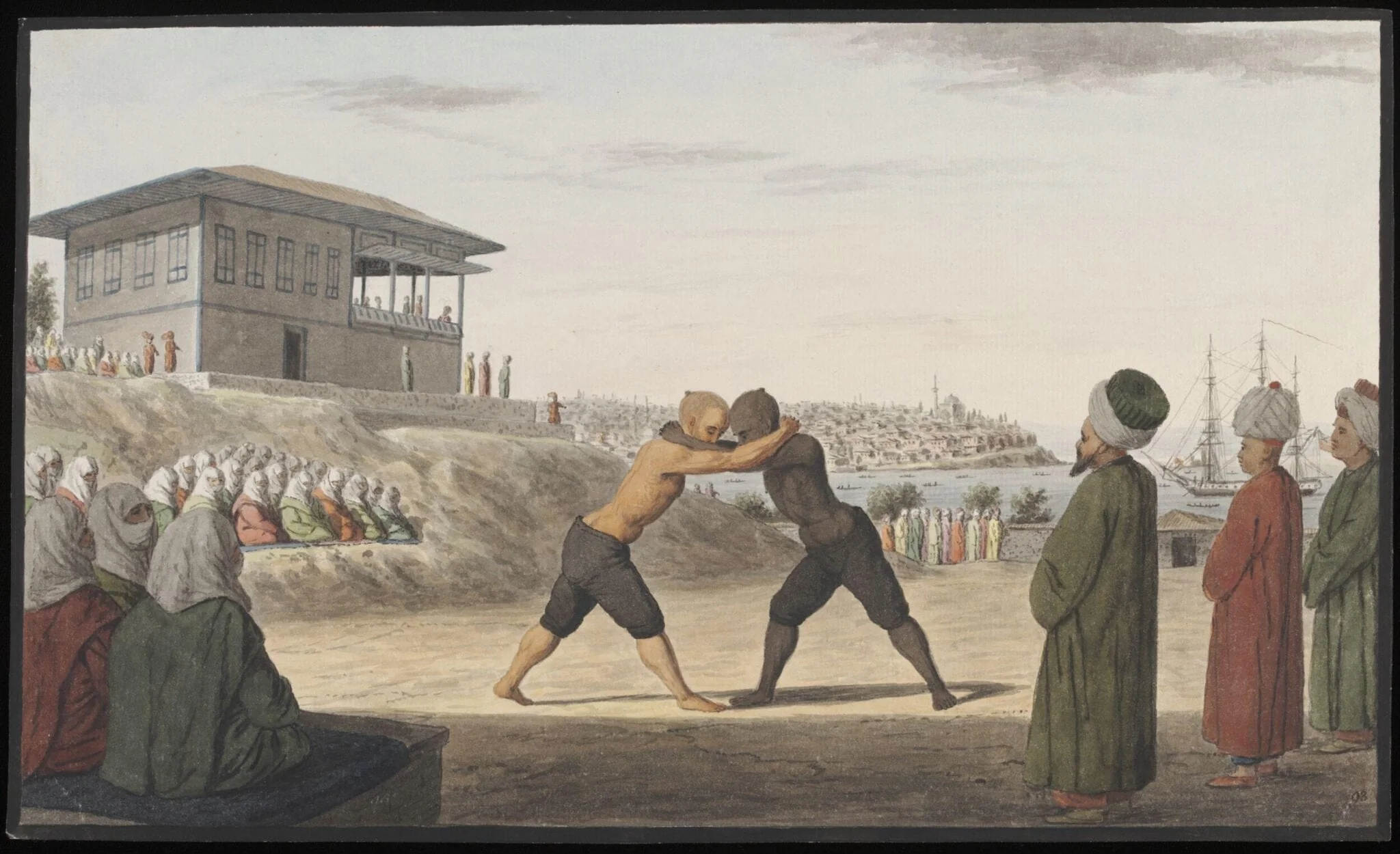 Güres, or a greased wrestling match in the gardens of the Sultan's Palace, detail