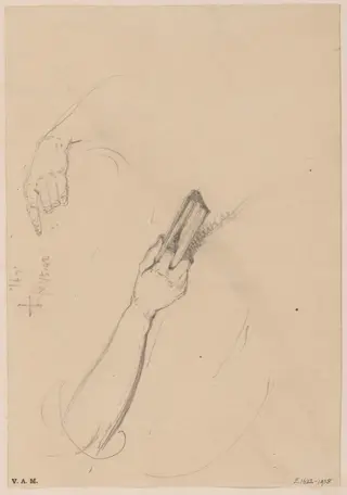 Studies of arms and hands, one holding a book, by George Chinnery, 8
