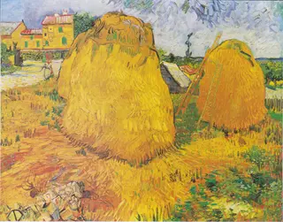 Haystacks in Provence, by Vincent van Gogh, oil, 1888