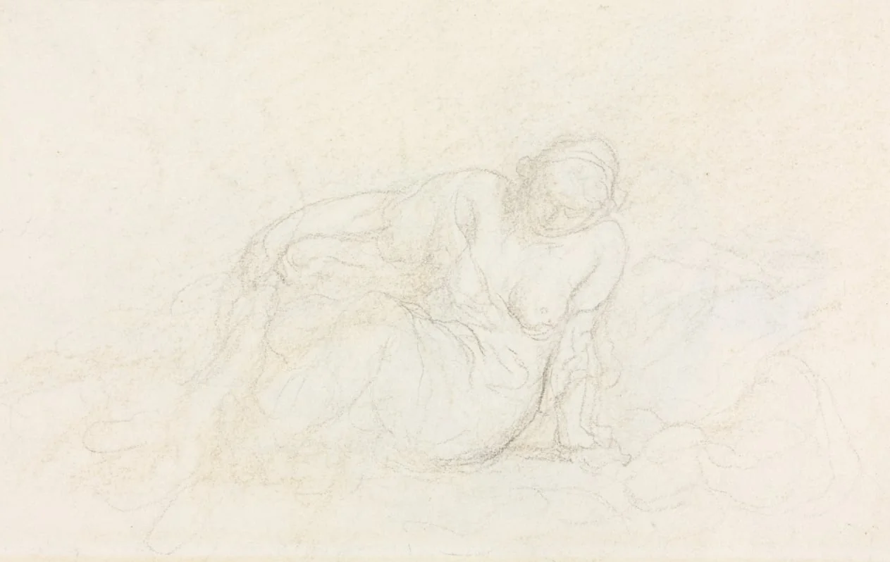 Reclining Woman Leaning on Her Arm (verso), detail
