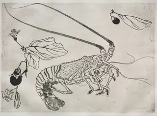 Dinner Service (Rousseau service): Large lobster with raised antenna (no. 21), by Félix Bracquemond, 1866