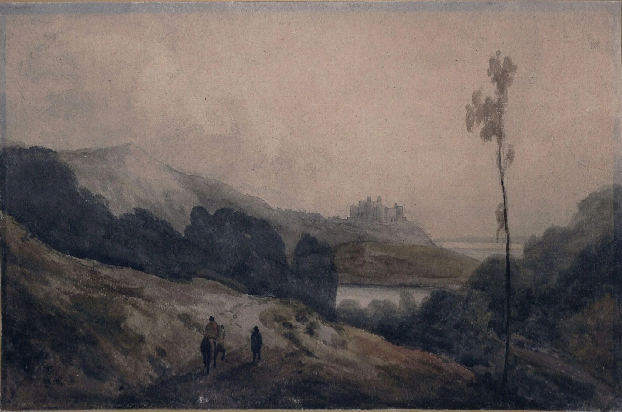 Coast scene in Merionethshire, with Harlech Castle, detail