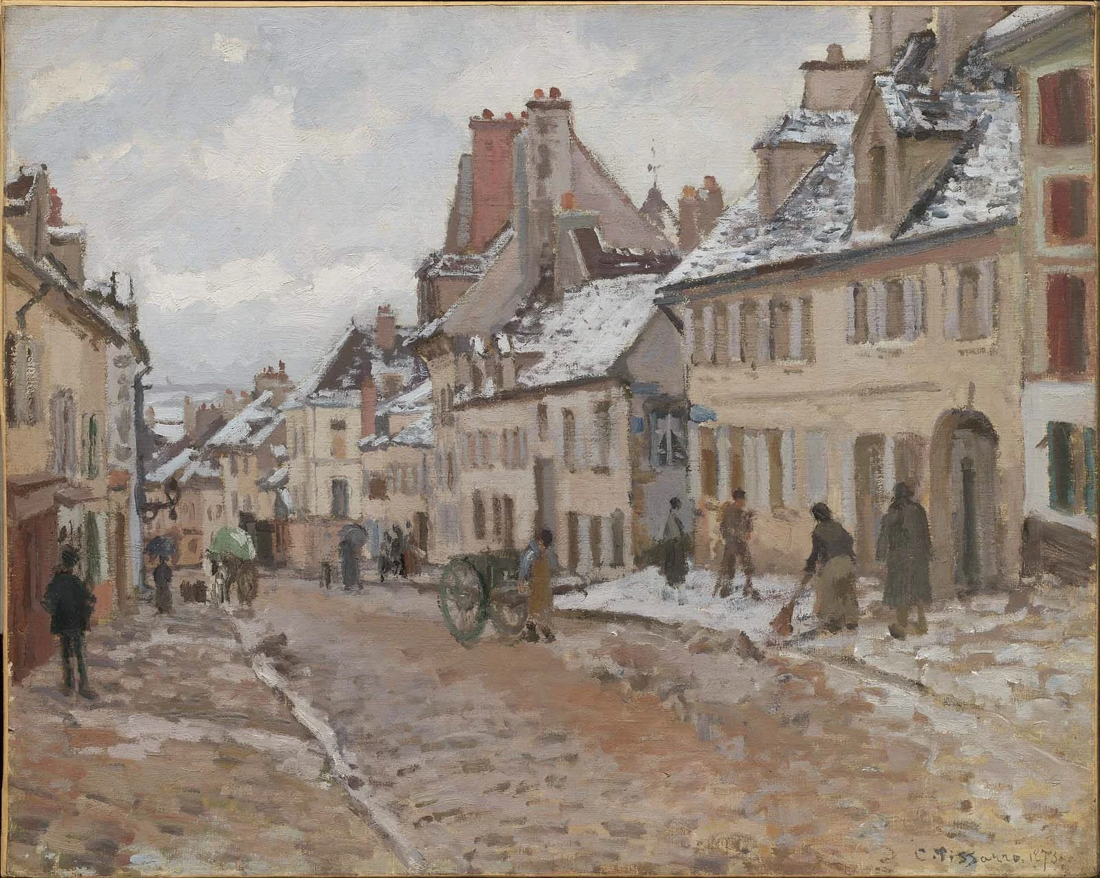 Pontoise, the Road to Gisors in Winter, detail