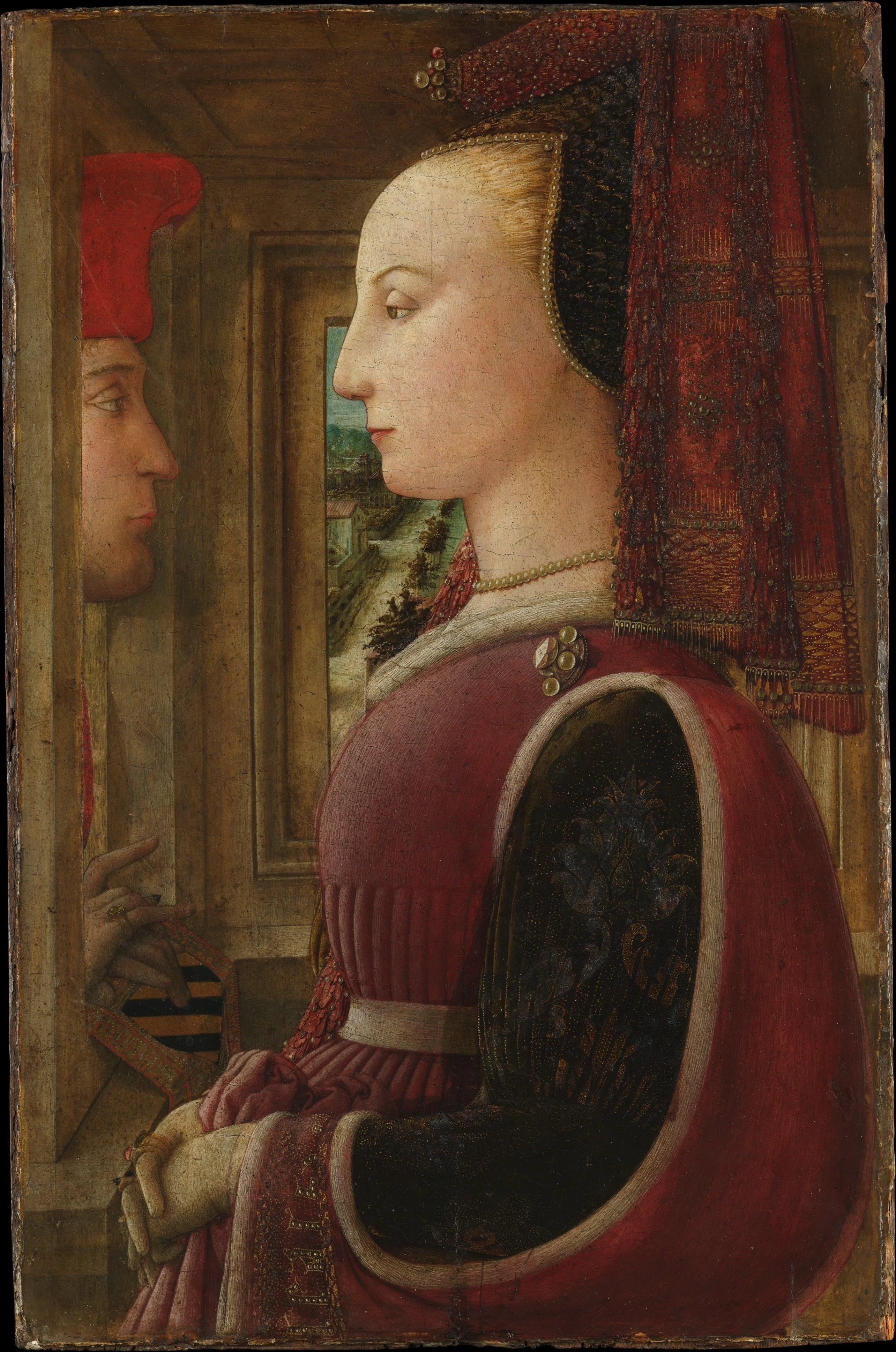 Portrait of a Woman with a Man at a Casement, detail