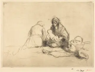 La repos en Egypte (The Rest in Egypt), by Jean-Louis Forain, ink, 1916