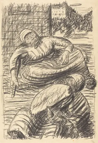 Street in Warsaw, by Ernst Barlach, ink, 1915