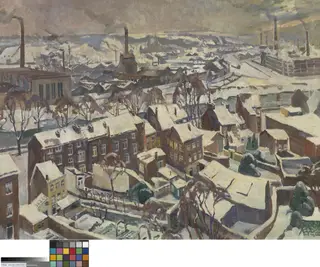 Mijnwerkersdorp onder de sneeuw, by Mathilde Dumonceau de Bergendael, oil, 1924