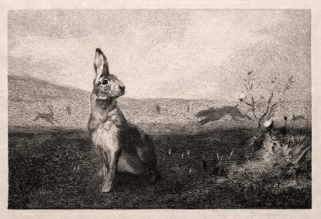 The Hare (after A. de Balleroy), by Félix Bracquemond, 1865