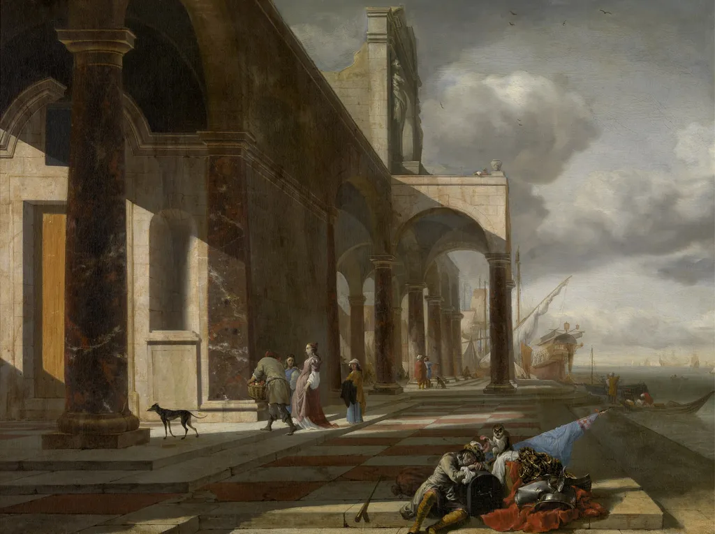 An Italian Seaport, by Jan Baptist Weenix, oil, 1650