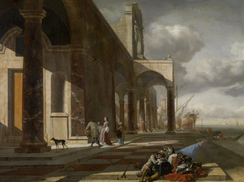 An Italian Seaport, by Jan Baptist Weenix, oil, 1650