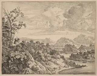 View of the River Rhine, by Jan van Aken, ink, 1638