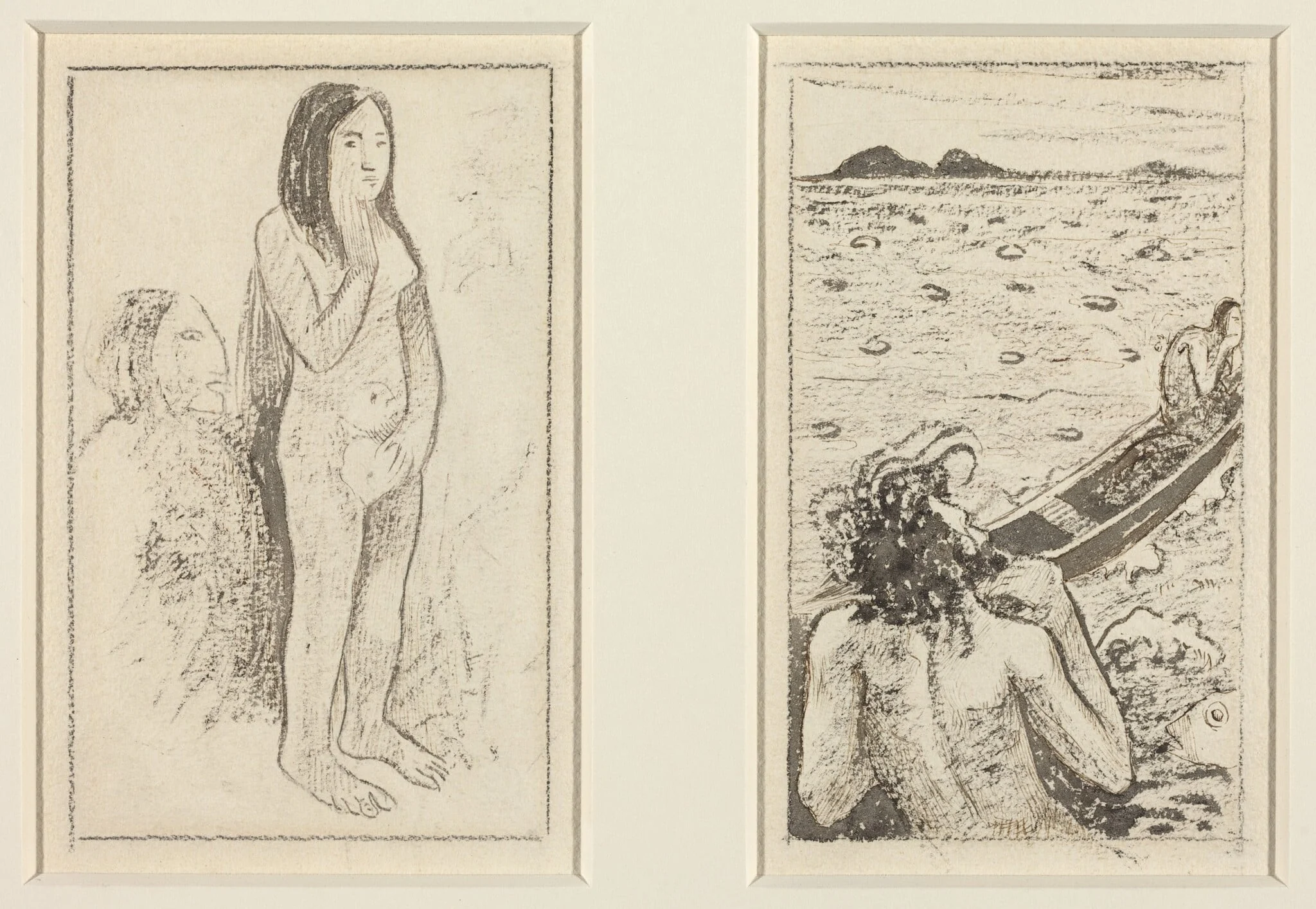 Parau No Te Varau Ino (left); Tahitian Legend (right), detail