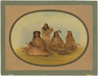 The Sioux Chief with Several Indians, by George Catlin, oil, 1865
