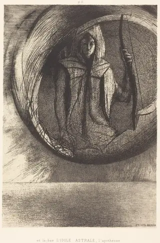 Et la-bas l'idole astrale, l'Apotheose (And beyond, the star idol, the apotheosis), by Odilon Redon, ink, 1891