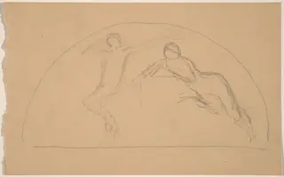 Study of Figures in a Lunette, by Charles Sprague Pearce, graphite, 1894