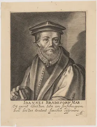 John Bradford, Protestant Martyr, by Magdalena van de Passe, ink, 1620