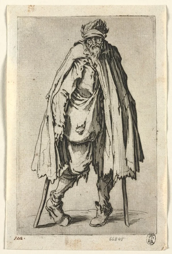 The Beggars: Beggar on Crutches with a Bag, detail