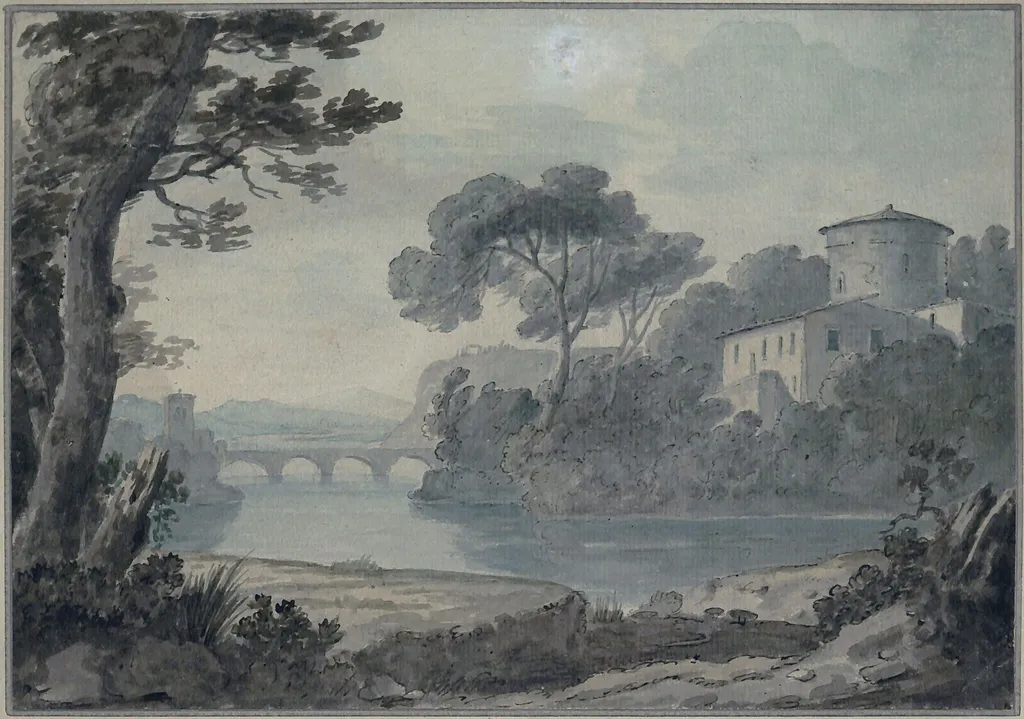 View near Rome, by 7th Baronet Sir George Beaumont, watercolor, 1783