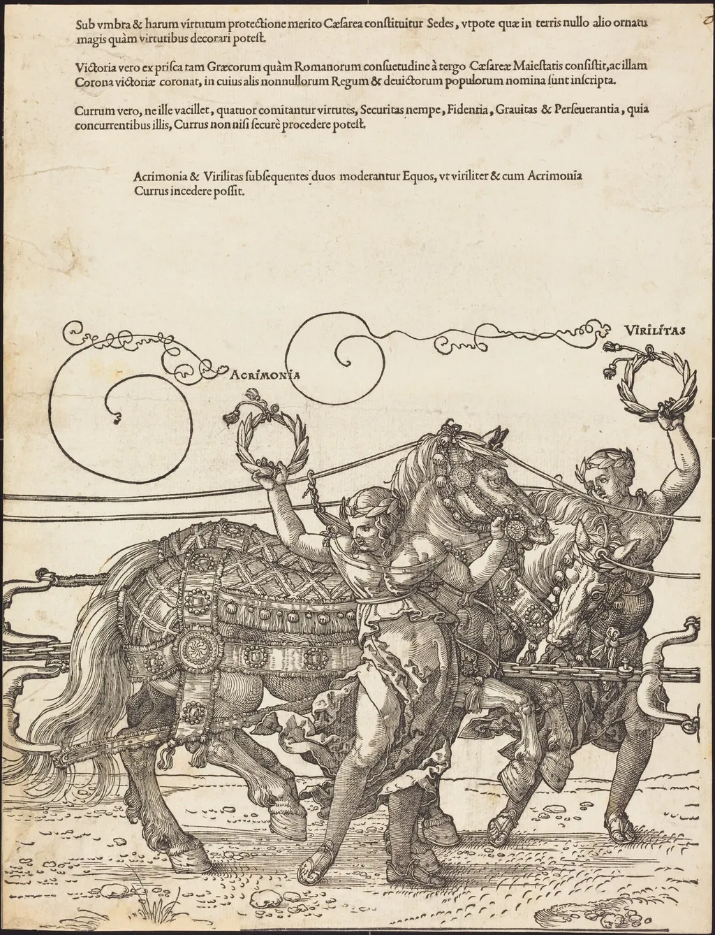 The Triumphal Chariot of Maximilian I (The Great Triumphal Car) [plate 6 of 8], by Albrecht Dürer, ink, 1523