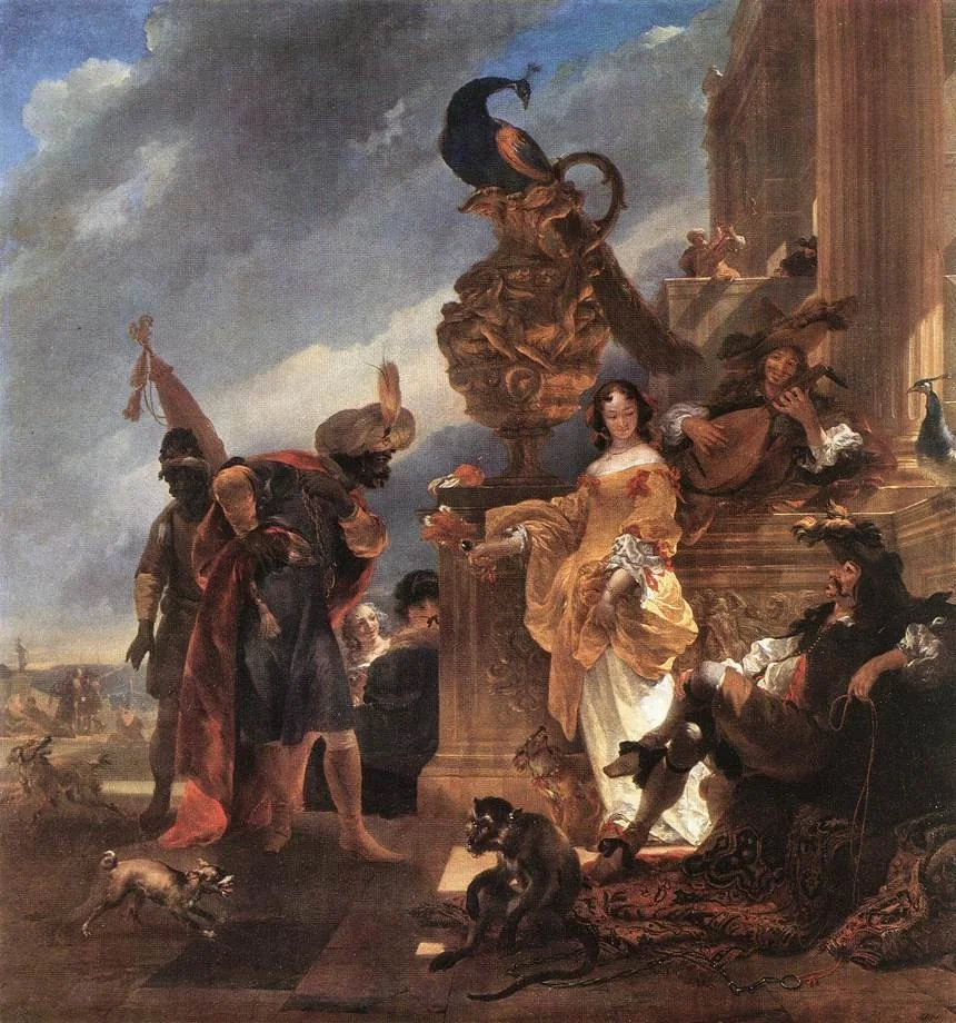 Merchant Receiving a Moor in the Harbour, detail