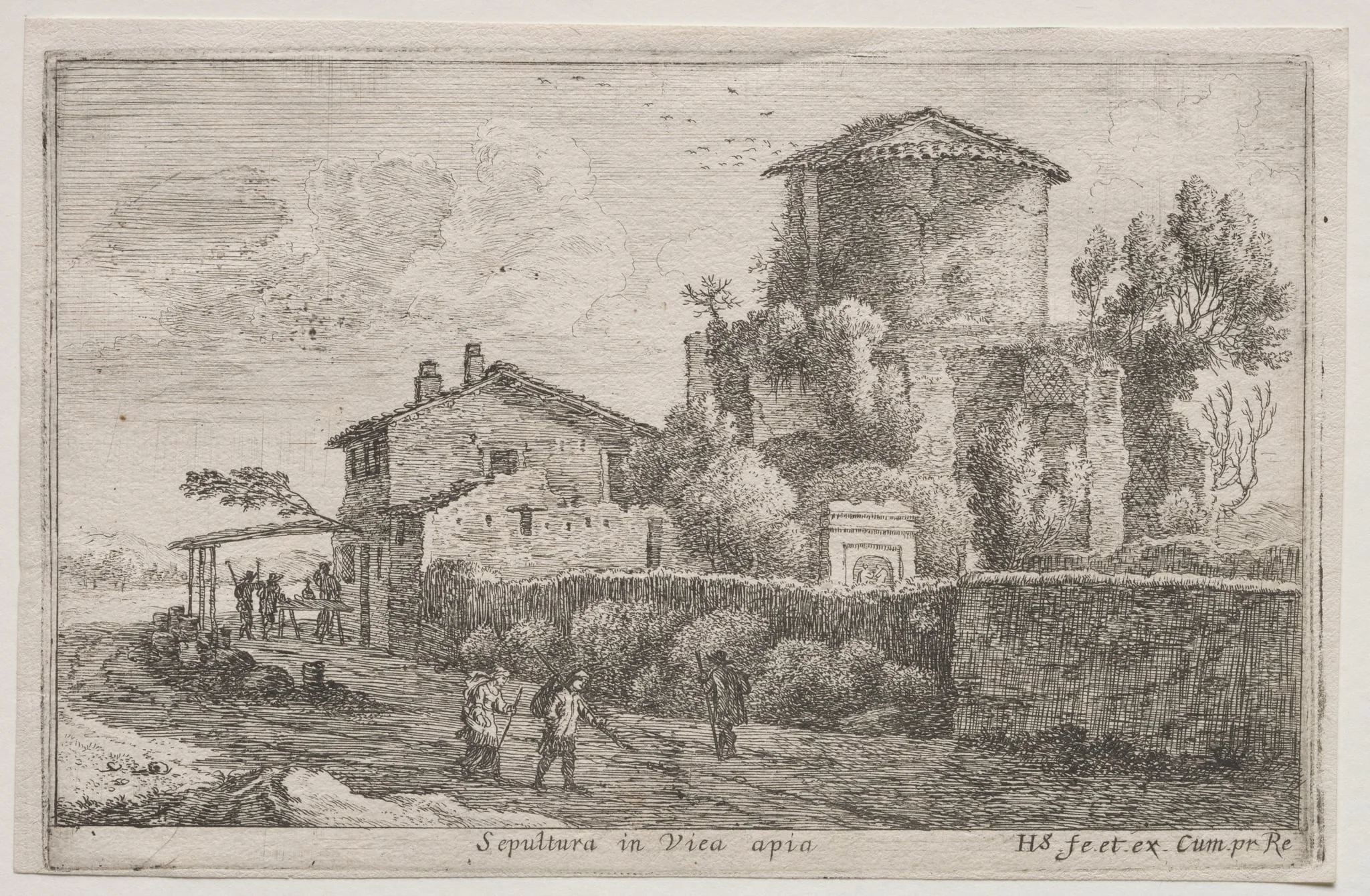 Diverse Views in and around Rome: Tomb along the Appian Way, detail