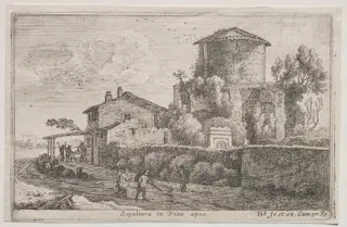 Diverse Views in and around Rome:  Tomb along the Appian Way, by Herman van Swanevelt, 1653