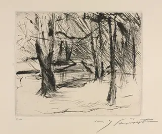 Der Tiergarten:  Trees with Sun, by Lovis Corinth, 1920