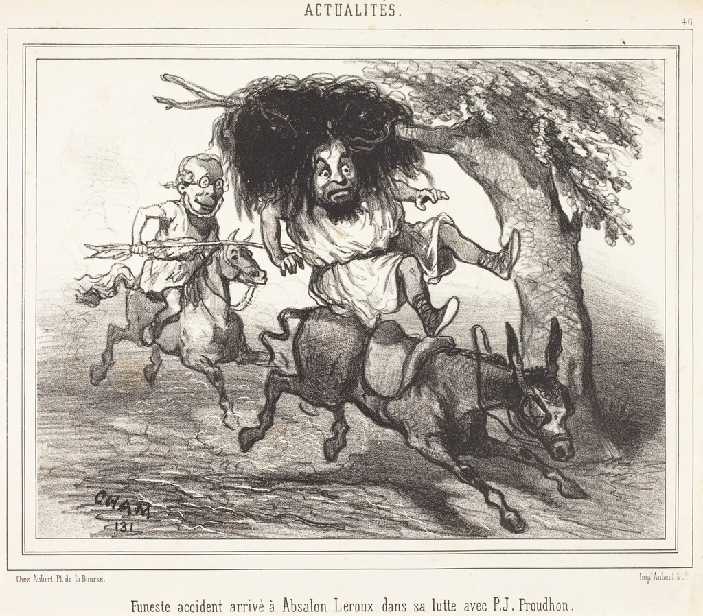 Funeste accidente arrivé à Absalon Leroux, by Amédée Charles Henri Cham, ink, 1831