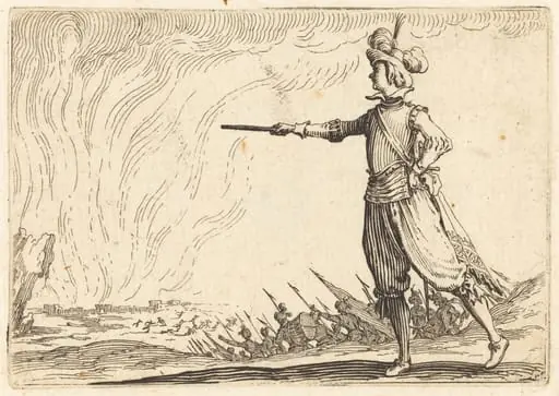 Military Commander on Foot, by Jacques Callot, ink, 1622