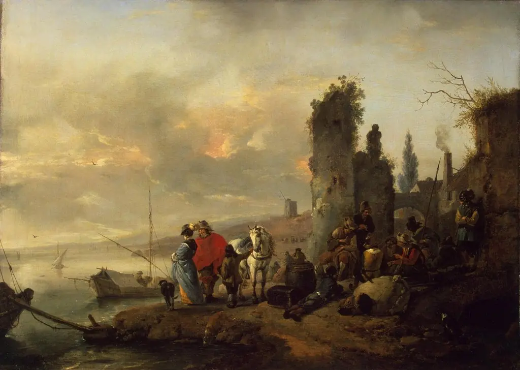 Sea Harbour, by Philips Wouwerman, oil, 1660