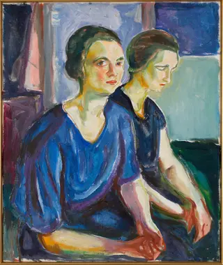 Two Women, Seated, by Edvard Munch, oil, 1924