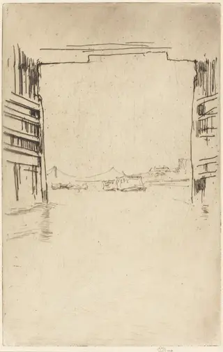 Under Old Battersea Bridge, by James McNeill Whistler, ink, 1879