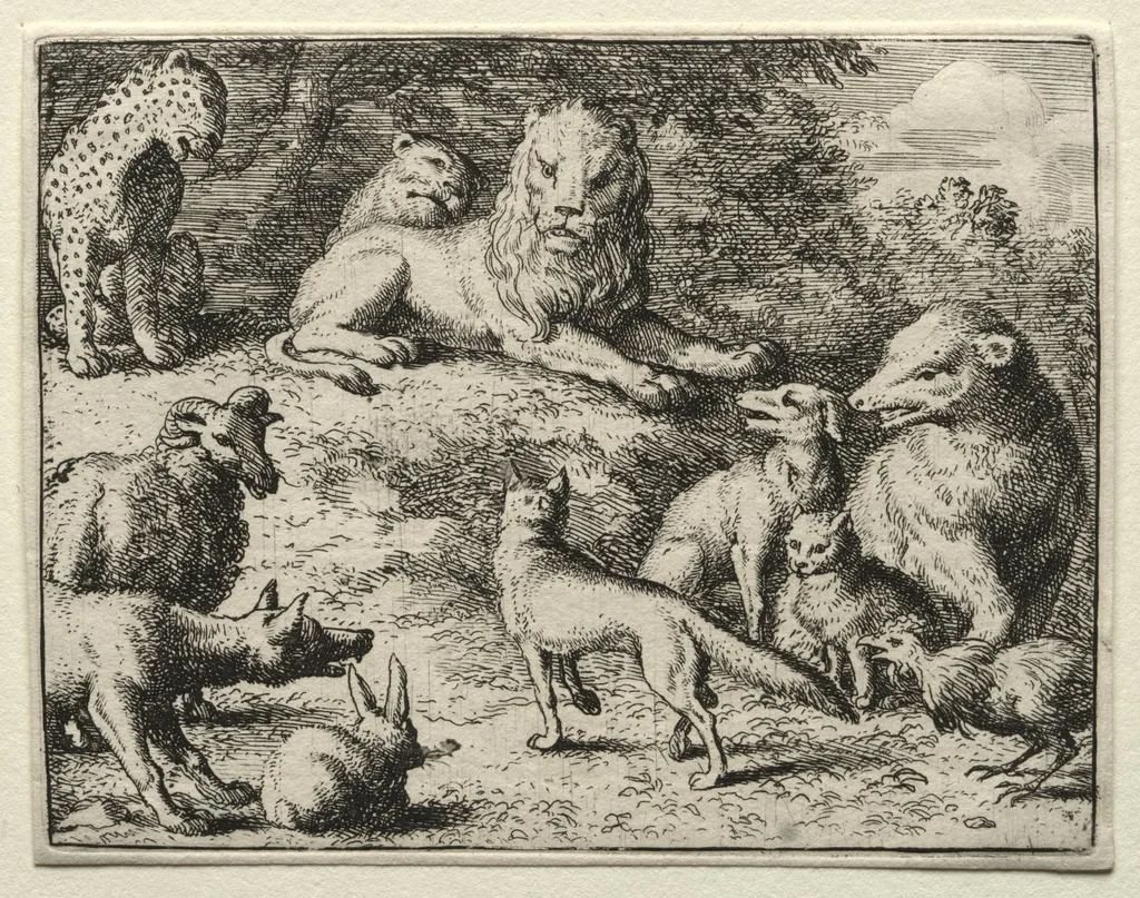 Reynard the Fox:  Reynard Appears at Court, by Allart van Everdingen, 1662
