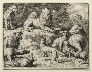 Reynard the Fox:  Reynard Appears at Court, by Allart van Everdingen, 1662