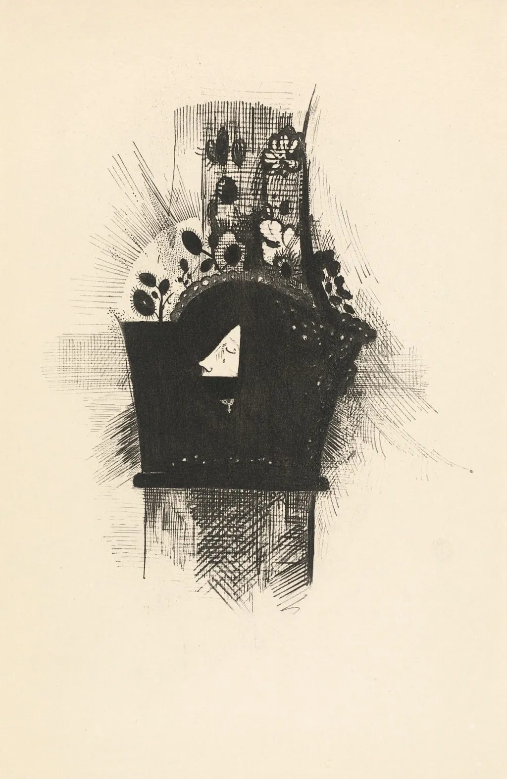 Couverture - Frontispice, by Odilon Redon, ink, 1890