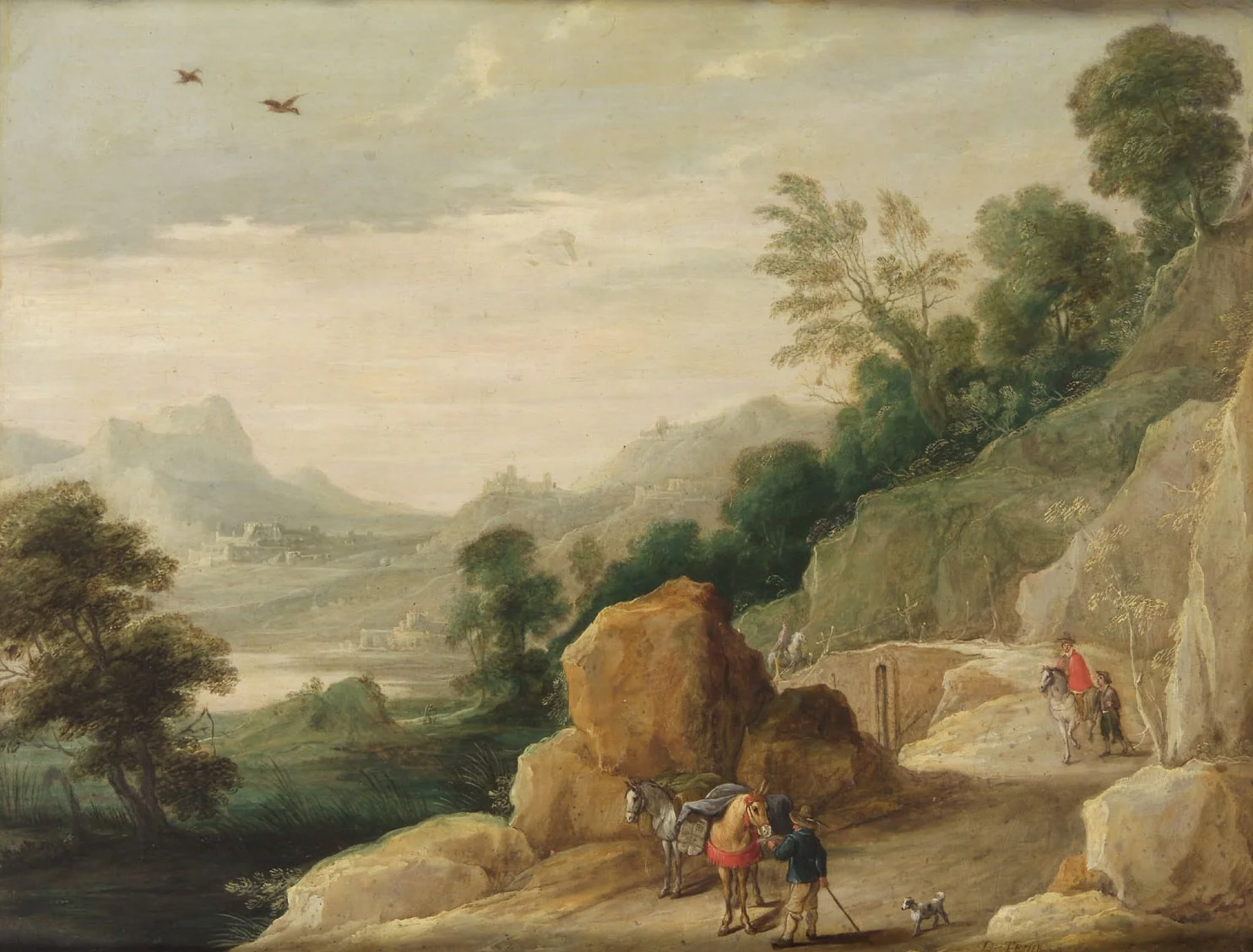 Landschaft mit zwei Maultieren, detail