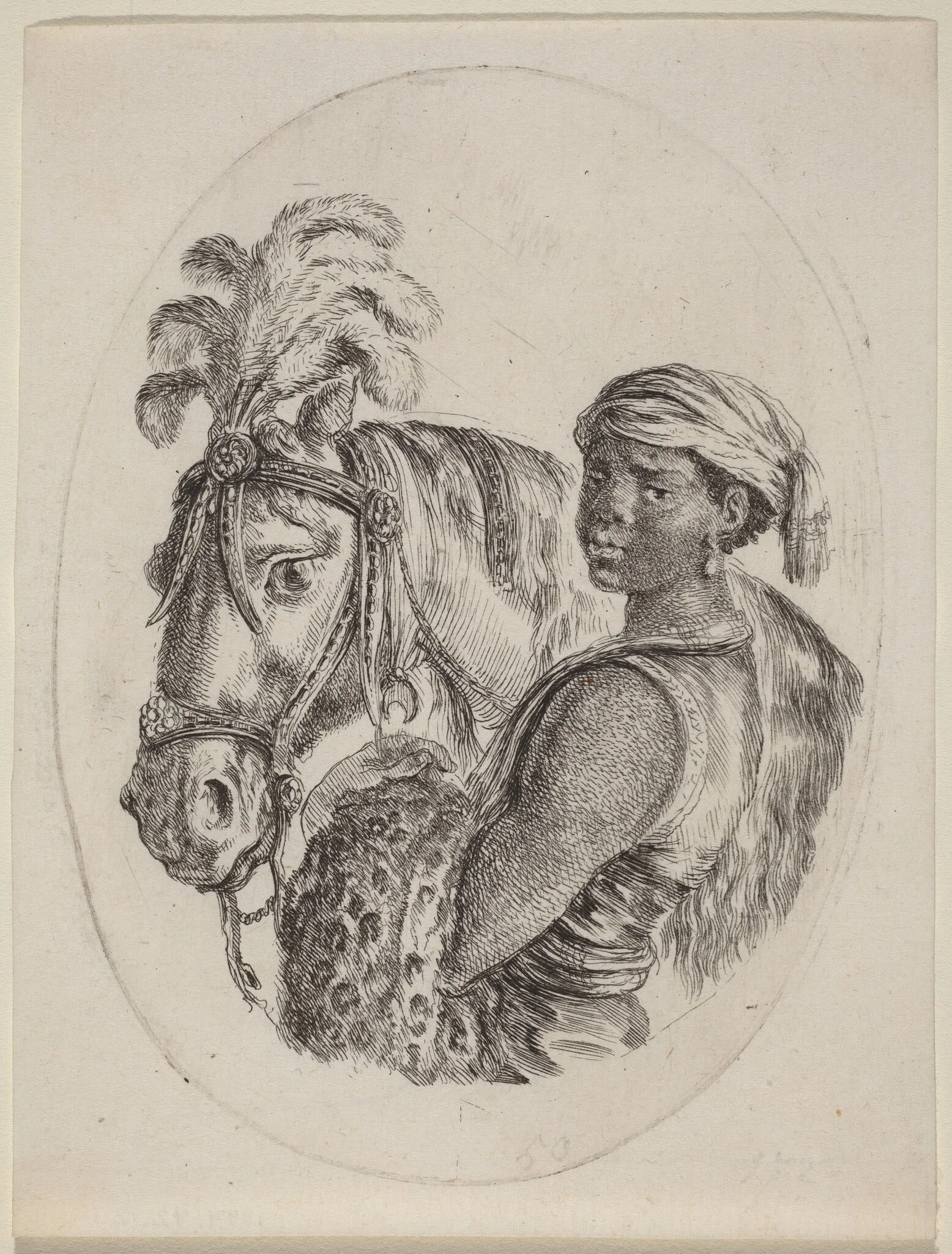 Black Groom with an Arabian Horse, detail