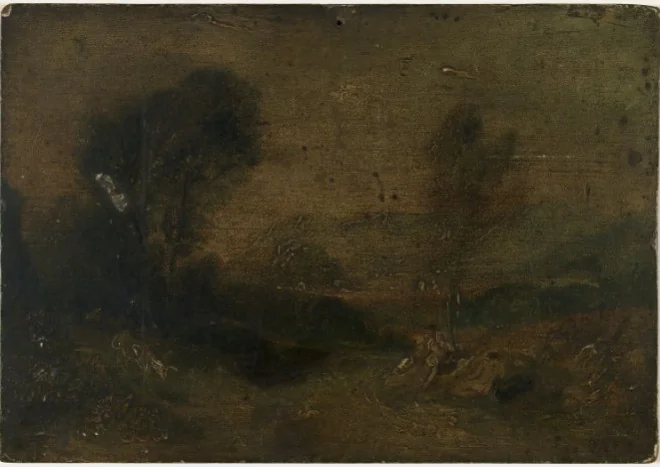 Seated Man by a Road, detail