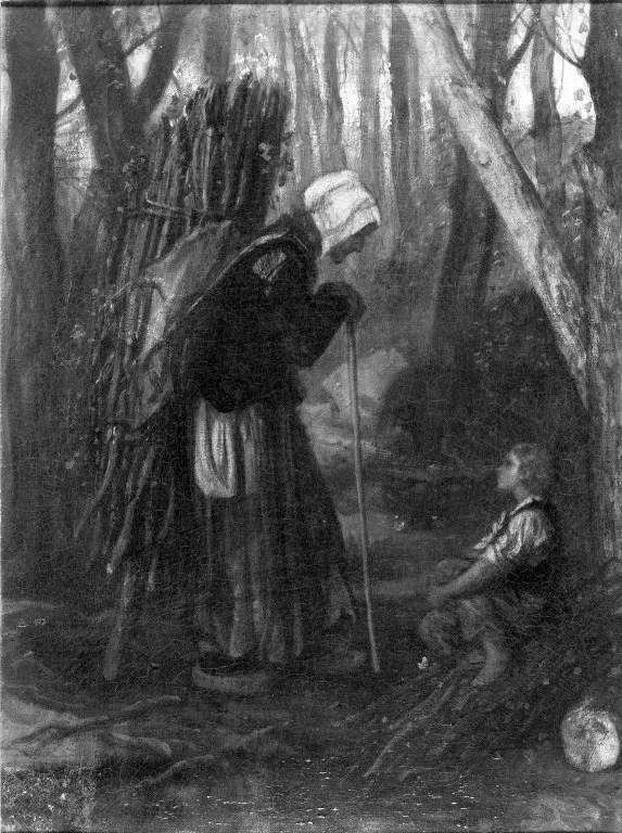 Old Woman and Boy in a Forest, detail