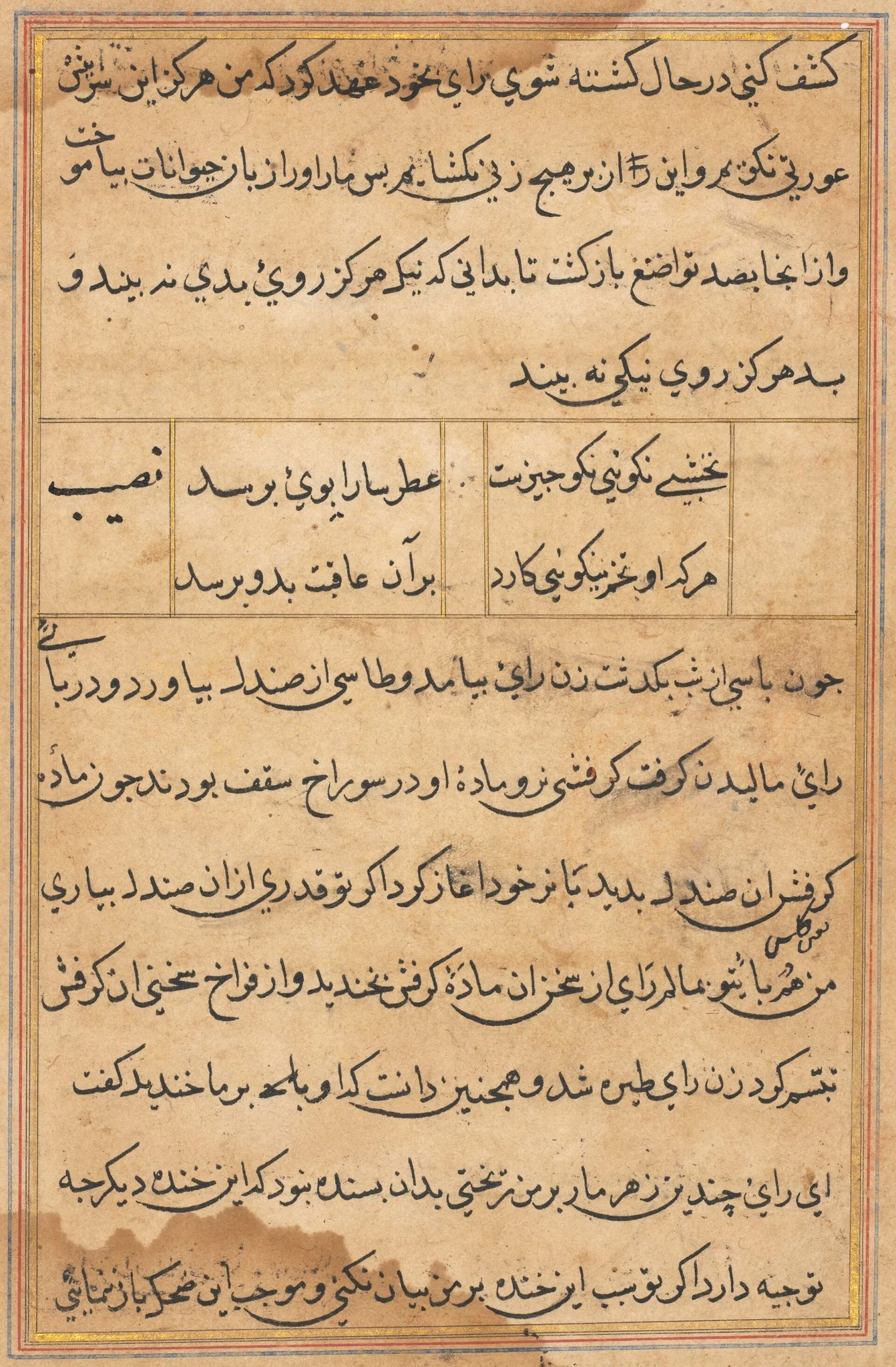 Page from Tales of a Parrot (Tuti-nama): text page, detail