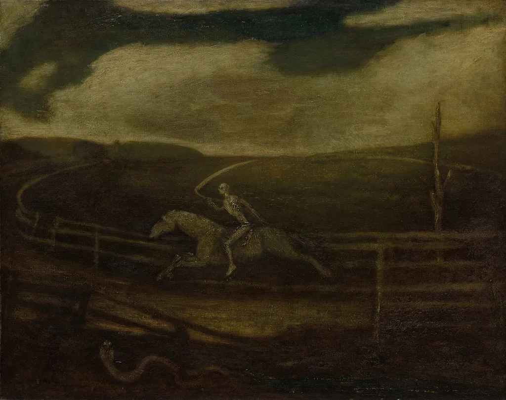 The Race Track (Death on a Pale Horse), by Albert Pinkham Ryder, oil, 1500