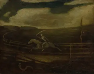 The Race Track (Death on a Pale Horse), by Albert Pinkham Ryder, oil, 1500