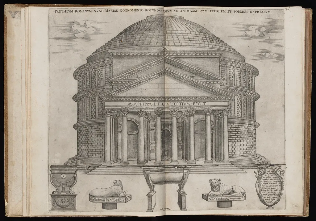 Pantheum Romanum [The Roman Pantheon], by Nicolas Beatrizet, ink, 1549