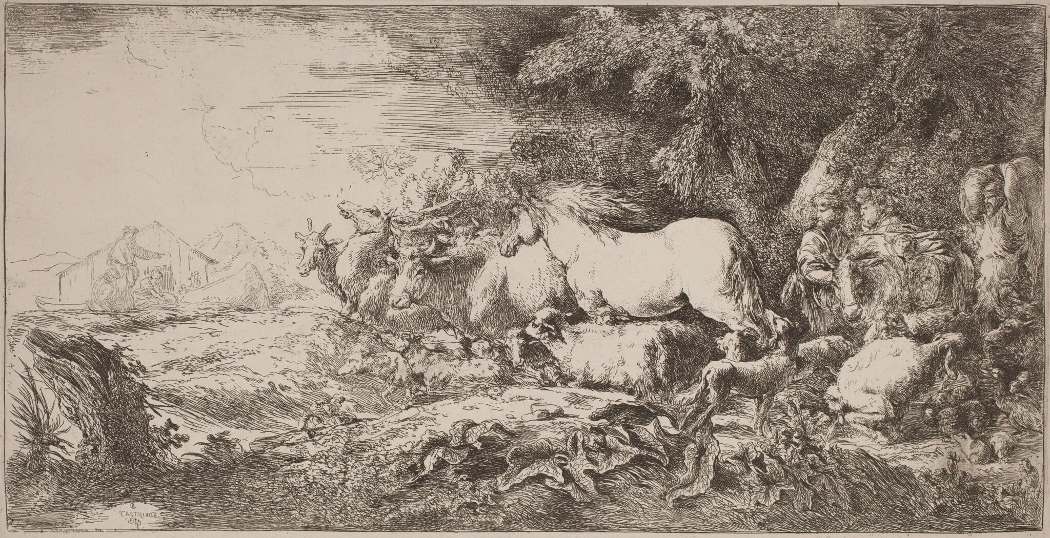 The Animals Going toward the Ark, detail