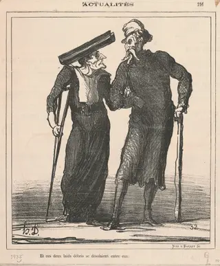 Et ces deux laids débris se désolaient entre eux, by Honoré Daumier, ink, 1866