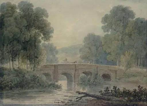 Woody landscape, by Barret, watercolor, 1790