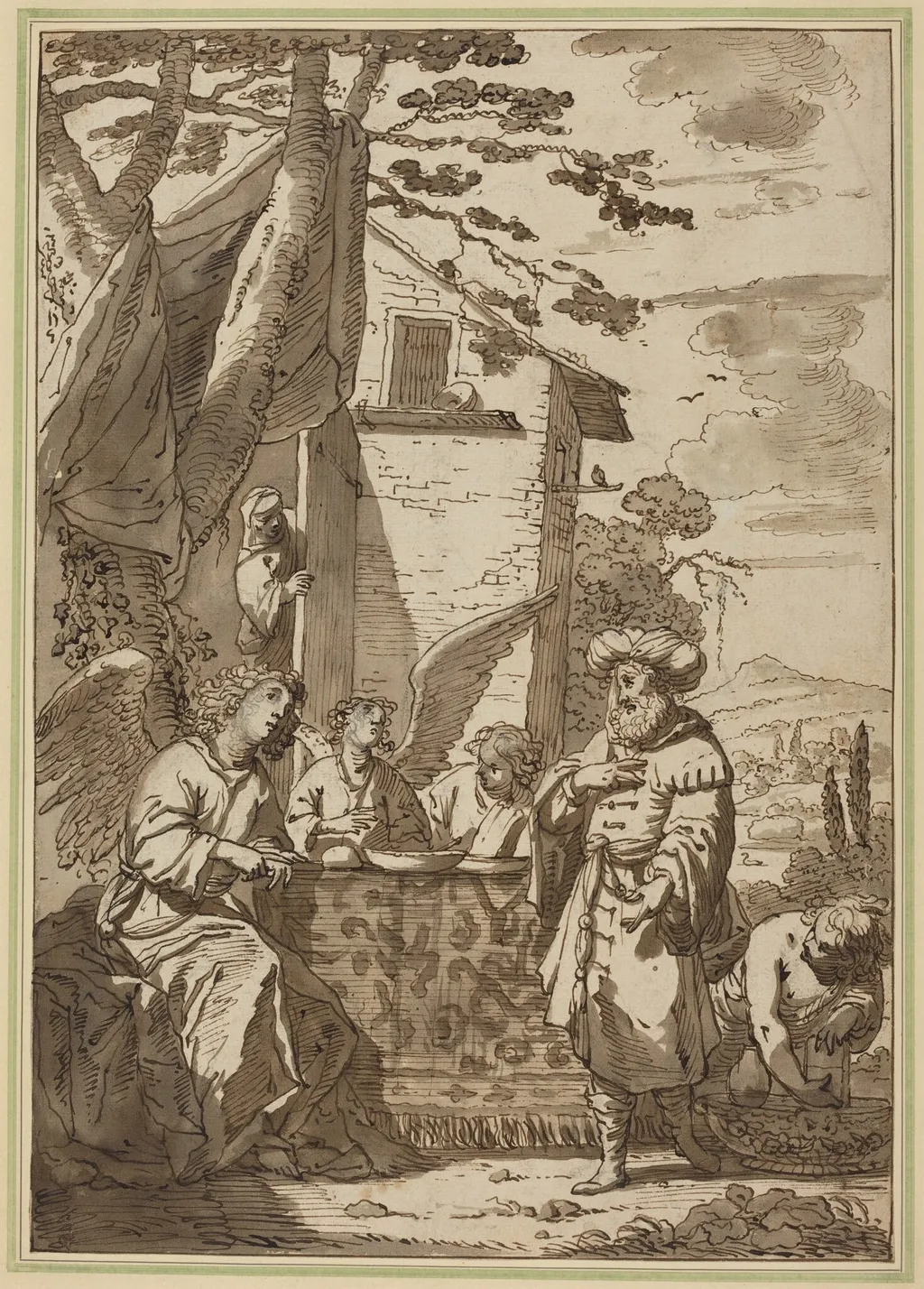 Abraham Entertaining the Angels, by Jan Tengnagel, chalk, 1615