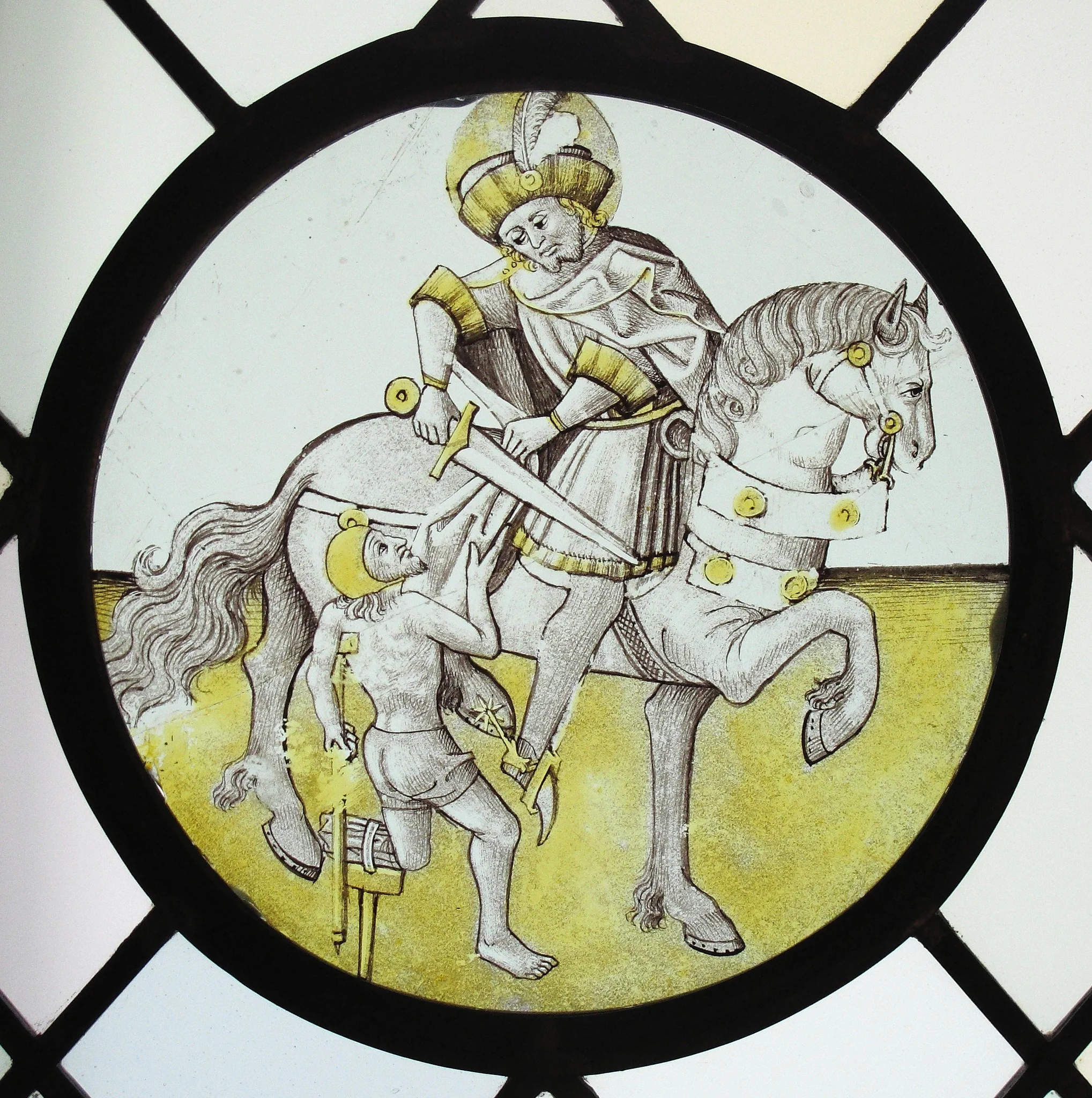 Roundel with Saint Martin and the Beggar, detail